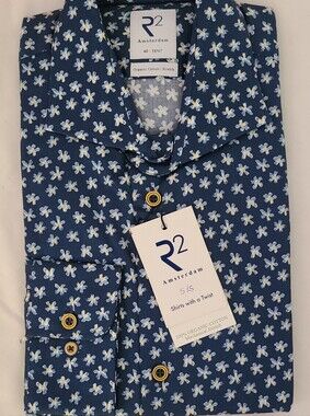 R2 Navy Blue Floral Button-Down Shirt